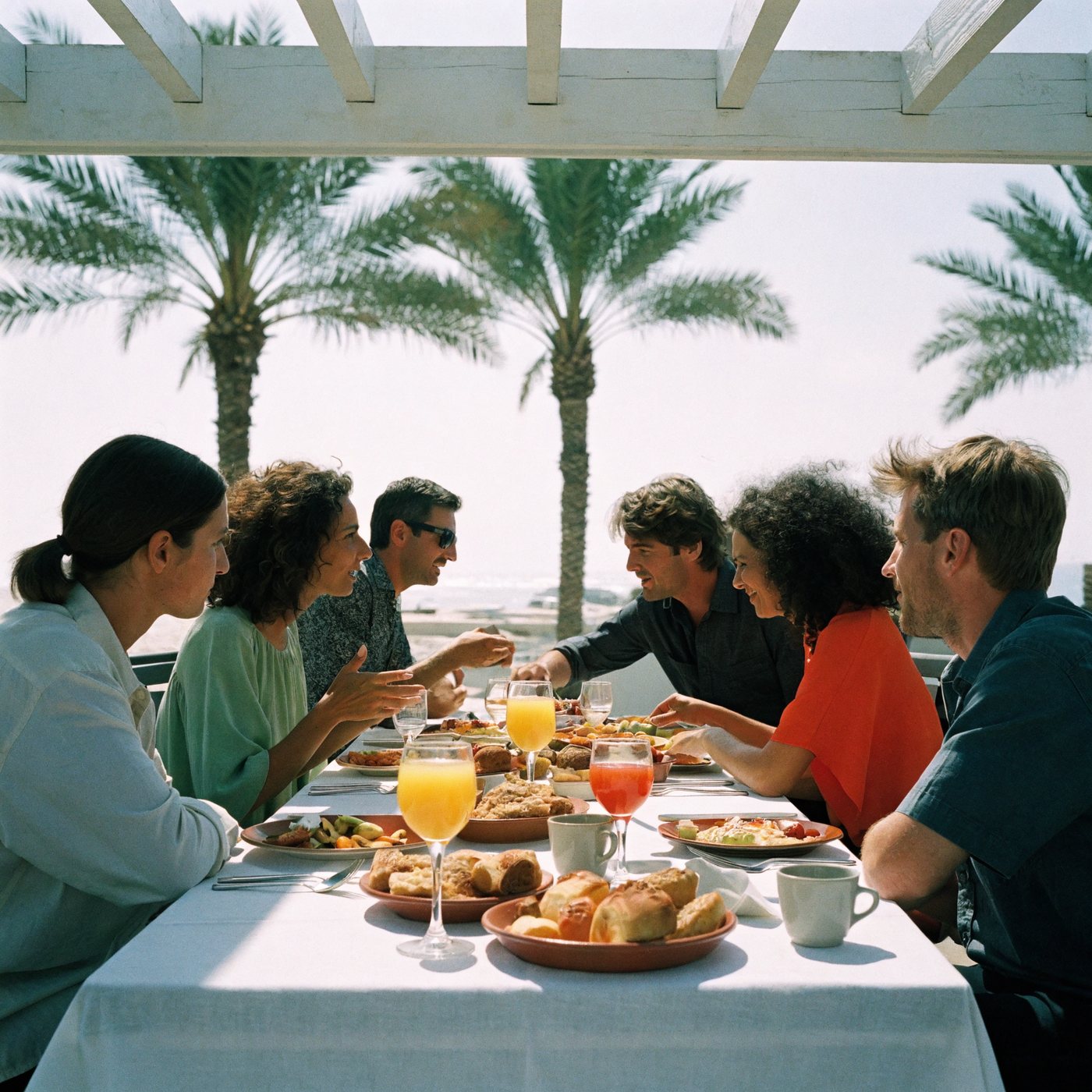 A brunch table on a terrace