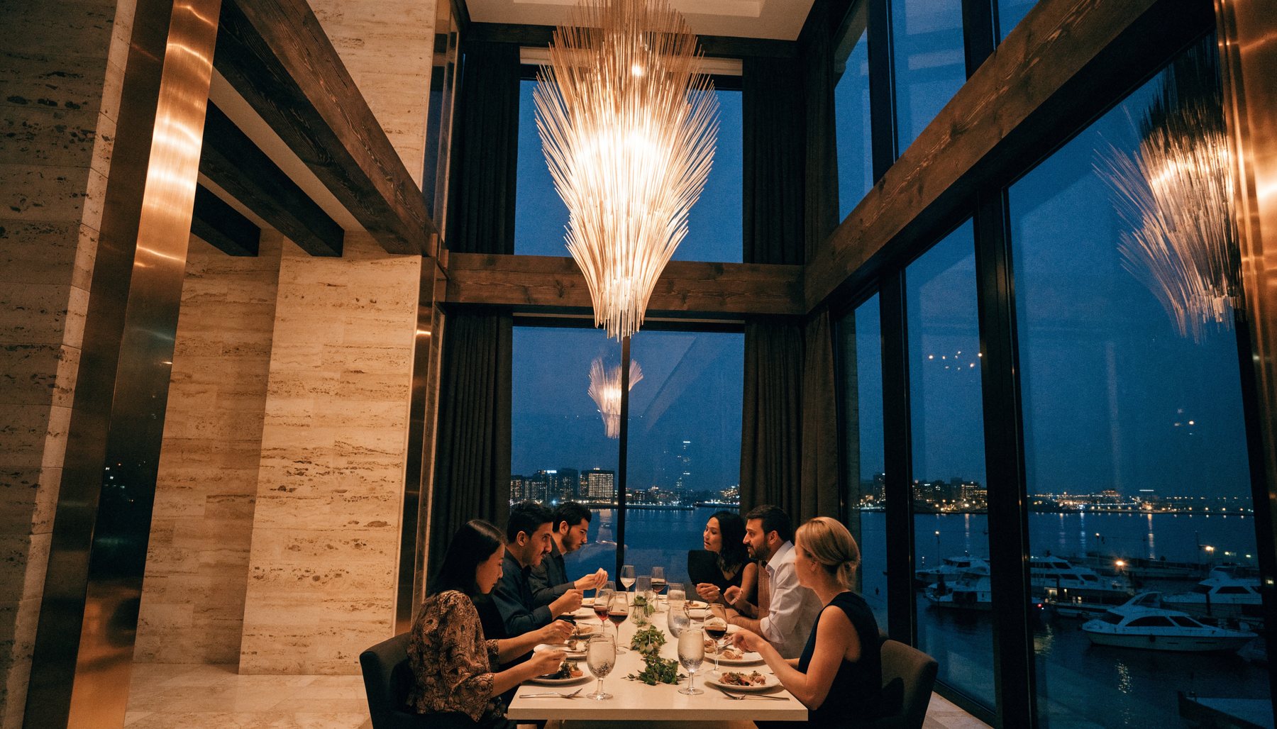 A private dining room set for six